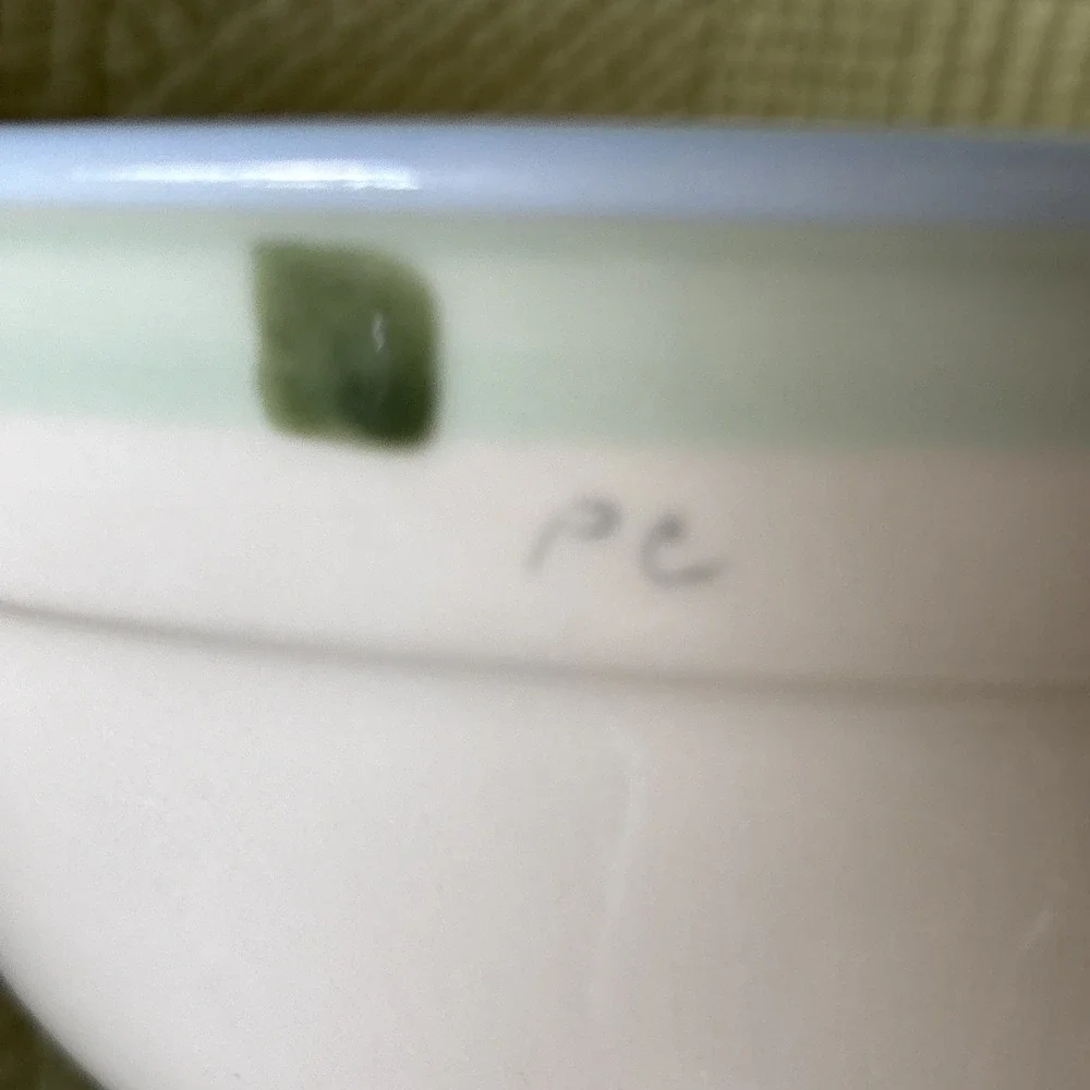 Hartstone USA Hand Painted Fruit Stoneware Bowl Yellow Blue Green 7.25
